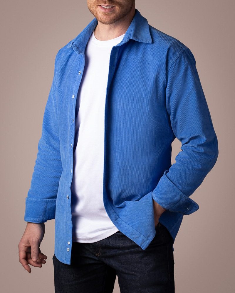 Cobalt Blue Regular Fit Corduroy Shirt