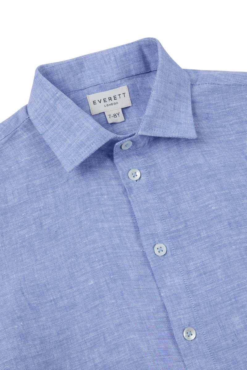 Boys Porto Linen Shirt Ocean Blue