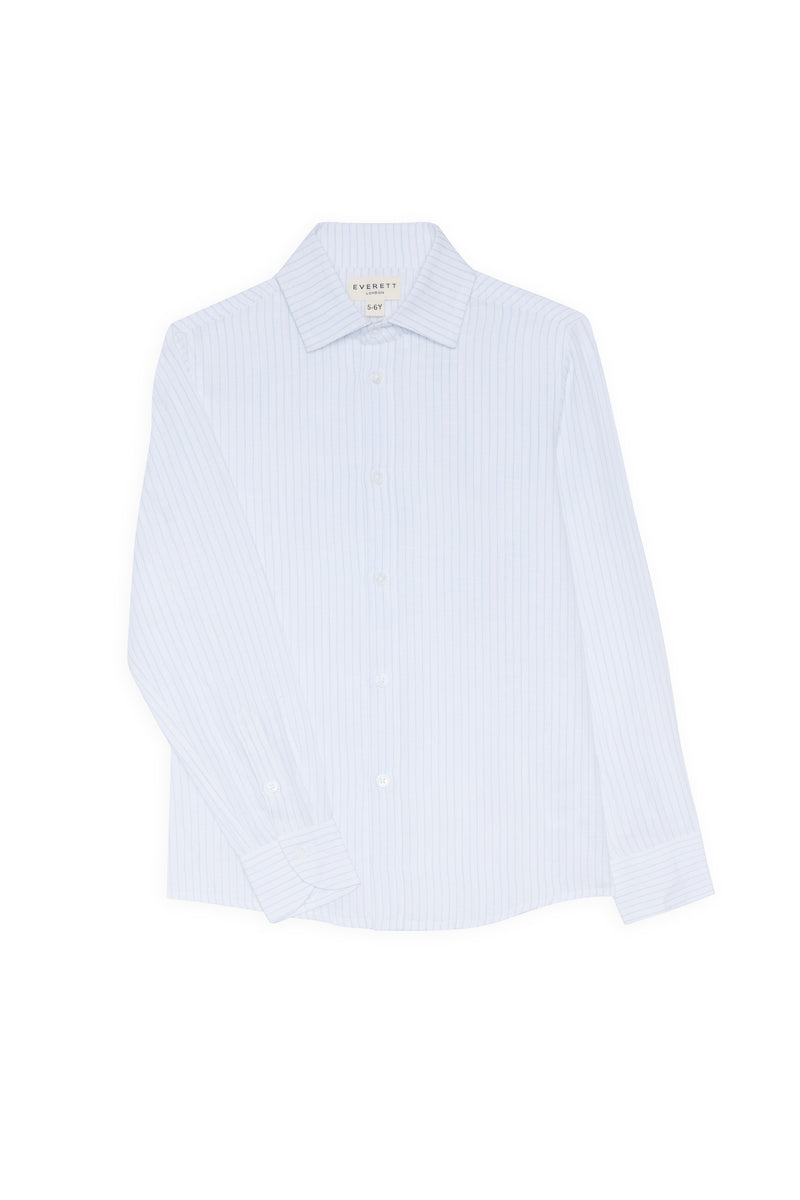 Boys Porto Linen Shirt Blue and White Stripe