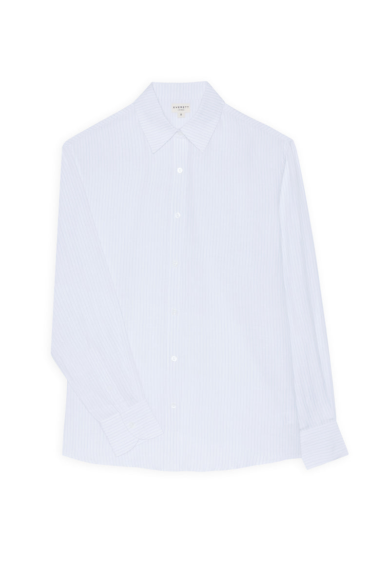 Women's Signature Linen Shirt Blue and White Stripe