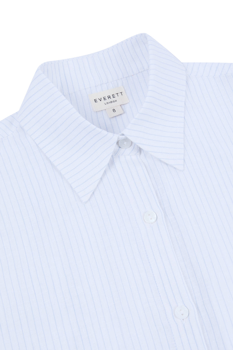 Women's Signature Linen Shirt Blue and White Stripe