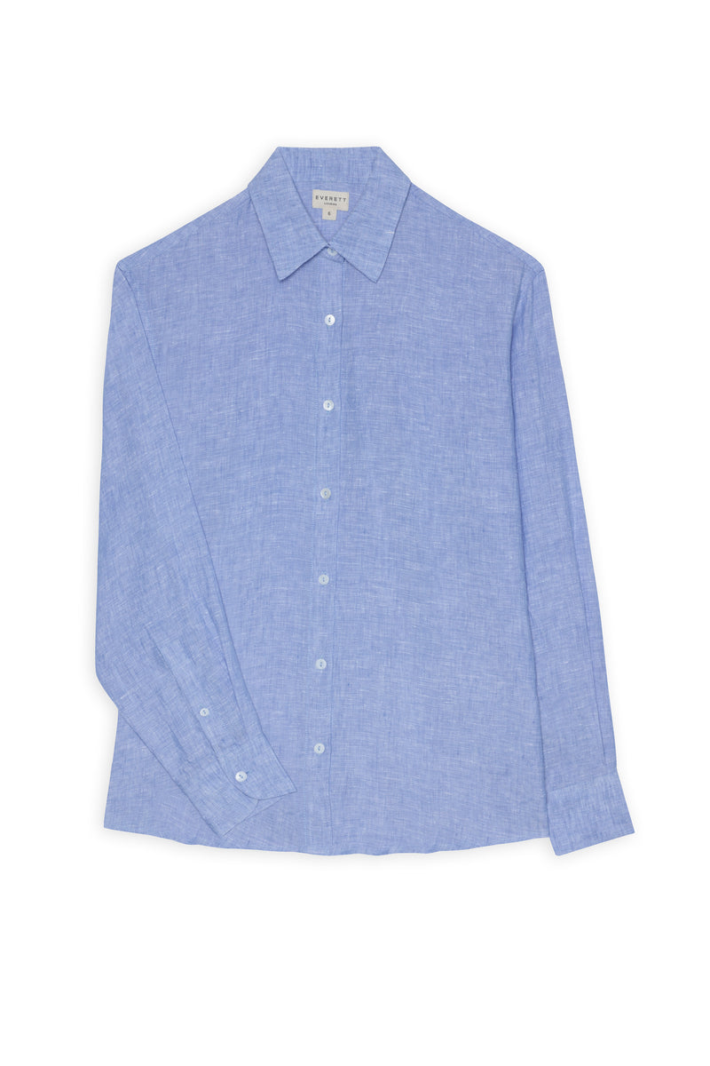 Women's Signature Linen Shirt Ocean Blue