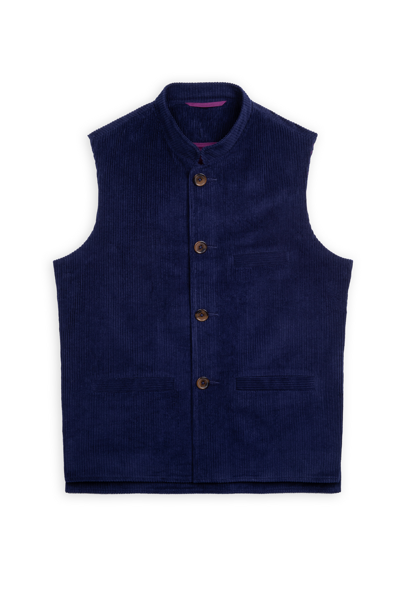 Men's Blue Cord Waistcoat