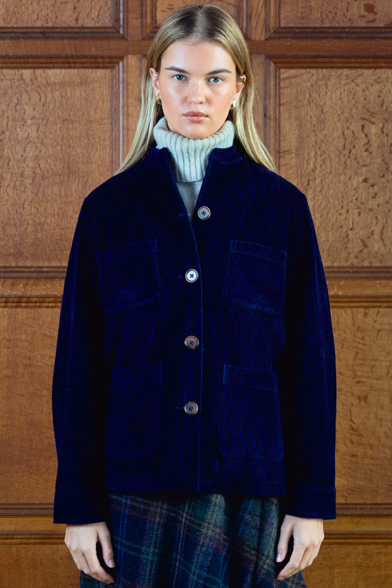Ladies Blue Cord Utility Jacket