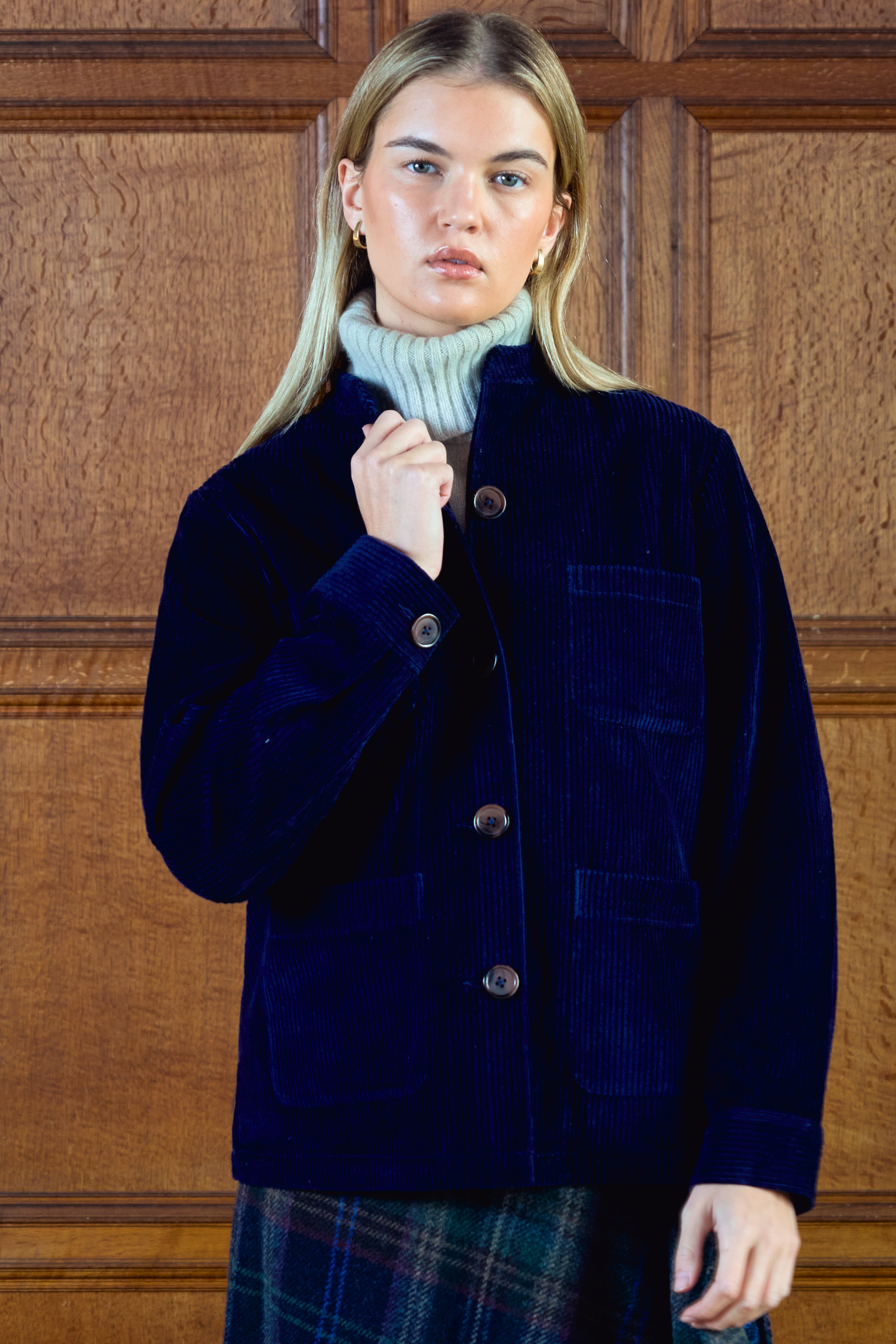 Ladies Blue Cord Utility Jacket