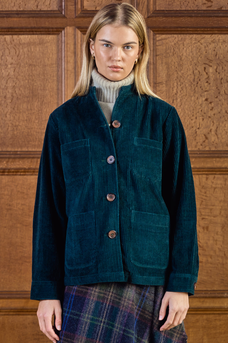 Ladies Green Cord Utility Jacket