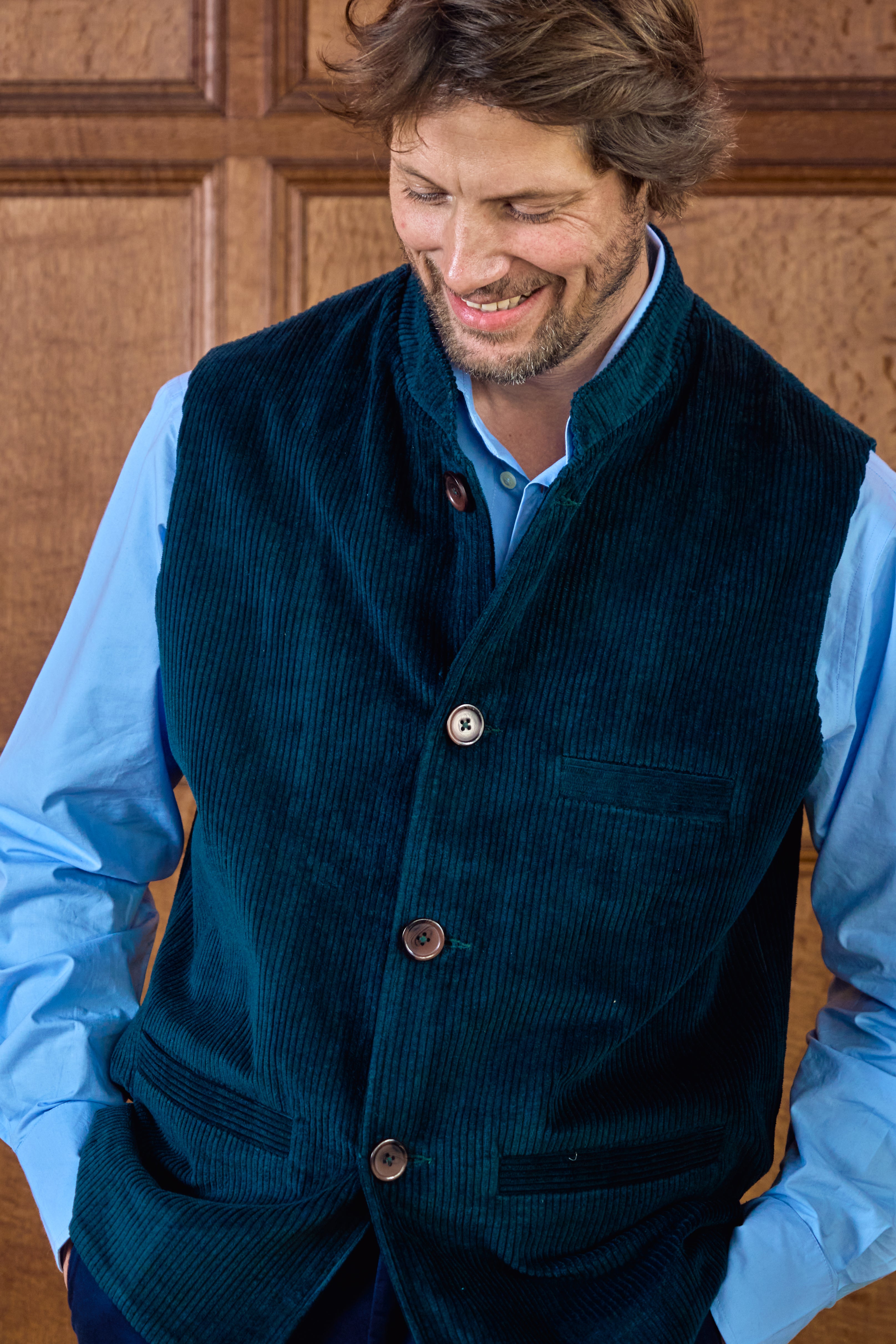 Men's Green Cord Waistcoat