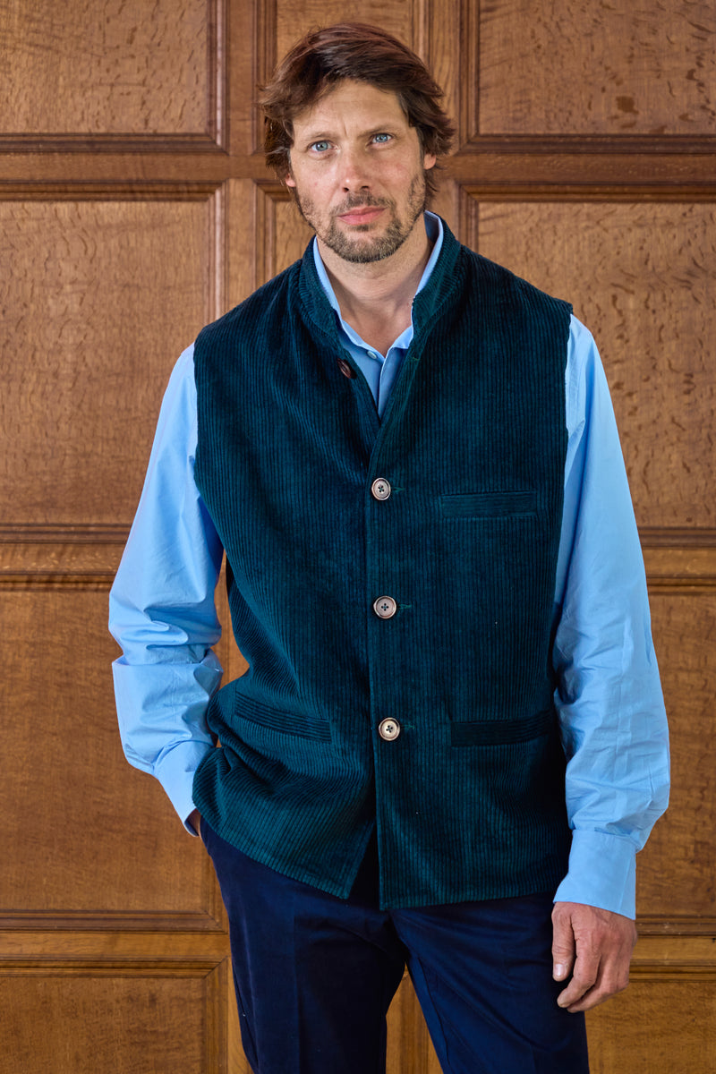 Men's Green Cord Waistcoat
